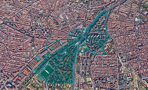 plano de la zona afectada por la ZBE de plaza eliptica de Madrid